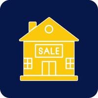 House for Sale Glyph Square Two Color Icon vector