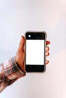 Blank smartphone display template, phone mockup for design purposes photo