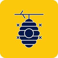 Beehive Glyph Square Two Color Icon vector