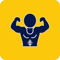 Muscle Man Glyph Square Two Color Icon vector