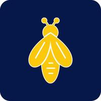 Bee Glyph Square Two Color Icon vector