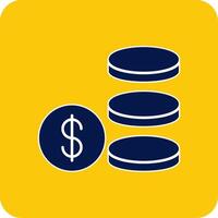 Coin Stack Glyph Square Two Color Icon vector
