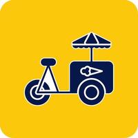 Ice Cream Cart Glyph Square Two Color Icon vector