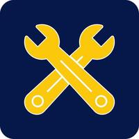 Cross Wrench Glyph Square Two Color Icon vector