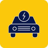 Electric Car Glyph Square Two Color Icon vector