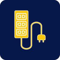 Extension Cord Glyph Square Two Color Icon vector