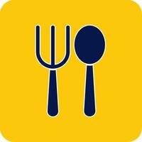 Fork Spoon Glyph Square Two Color Icon vector