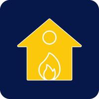 Burning House Glyph Square Two Color Icon vector