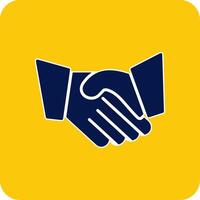 Hand Shaking Glyph Square Two Color Icon vector
