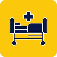 hospital cama glifo cuadrado dos color icono vector