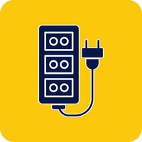 Extension Cord Glyph Square Two Color Icon vector