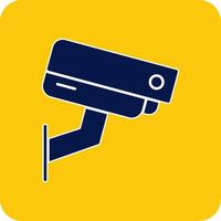 Security Camera Glyph Square Two Color Icon vector