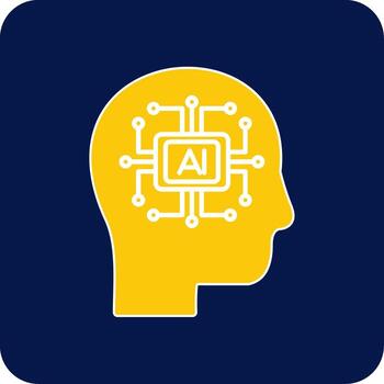 artificial inteligencia glifo cuadrado dos color icono vector