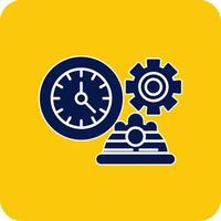 Working Hours Glyph Square Two Color Icon vector