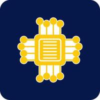 Computer Chip Glyph Square Two Color Icon vector