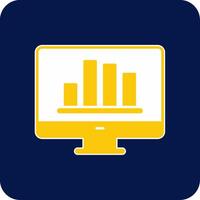 Online Bar Chart Glyph Square Two Color Icon vector