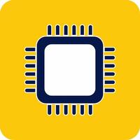 CPU Glyph Square Two Color Icon vector