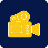 Video Camera Glyph Square Two Color Icon vector