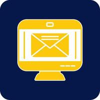 Email Glyph Square Two Color Icon vector