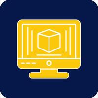 3d Modeling Glyph Square Two Color Icon vector