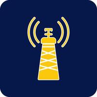 Signal Tower Glyph Square Two Color Icon vector