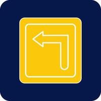 Turn Left Glyph Square Two Color Icon vector