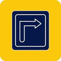 Turn Right Glyph Square Two Color Icon vector