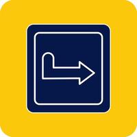 Turn Right Glyph Square Two Color Icon vector