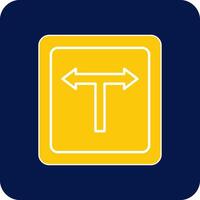T Junction Glyph Square Two Color Icon vector