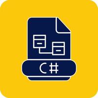 C Sharp Glyph Square Two Color Icon vector