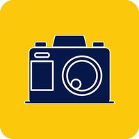 Photo Camera Glyph Square Two Color Icon vector