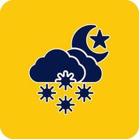 Night Snow Glyph Square Two Color Icon vector