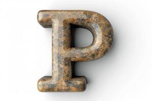 AI generated Large capital letter  p  isolated on white background for design and typography projects photo