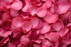 AI generated Pink background with rose petals, place for text photo