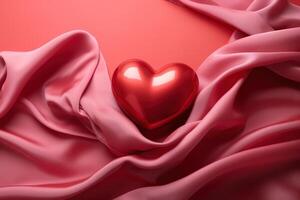 AI generated Background heart with silk, concept of love AI generated photo