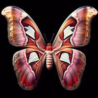 AI generated Attacus atlas butterfly isolated on black background. Insects in nature. photo