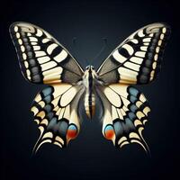 AI generated Papilio machaon butterfly isolated on black background. Insects in nature. photo