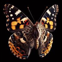 ai generado vanessa Atalanta mariposa aislado en negro antecedentes. insectos en naturaleza. foto