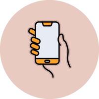 Hands holding mobile phone Vecto Icon vector