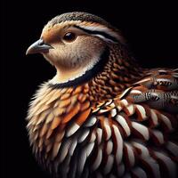 AI generated Realistic partridge isolated on black background. Wildlife. photo