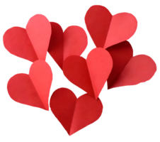 AI generated Red hearts paper cut on transparent. Valentine day holiday concept png