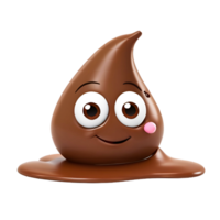 AI generated chocolate drop cartoon illustration face expression transparent ai generated. png