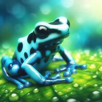 AI generated Poisonous frog from tropical regions, Dendrobates Tinctorius Azureus. photo