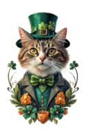 ai généré chat graphique pour Saint patrick's journée png