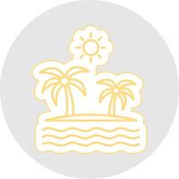 Island Line Sticker Multicolor Icon vector