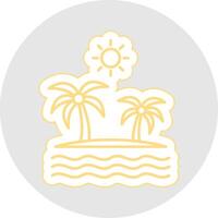 Island Line Sticker Multicolor Icon vector