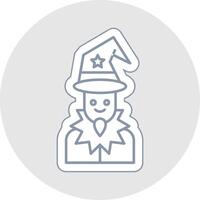 Wizard Line Sticker Multicolor Icon vector