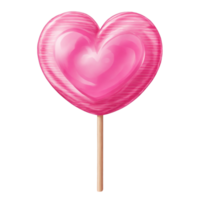 ai généré graphique de une rose en forme de coeur sucette png