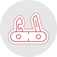 Swiss Knife Line Sticker Multicolor Icon vector