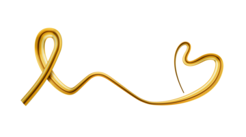 Gold ribbon in a heart shape. 3d illustration png